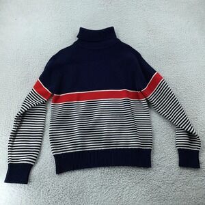Vtg McGregor Striped Turtleneck Sweater XS Navy Red White Knit Pullover‎ Breton